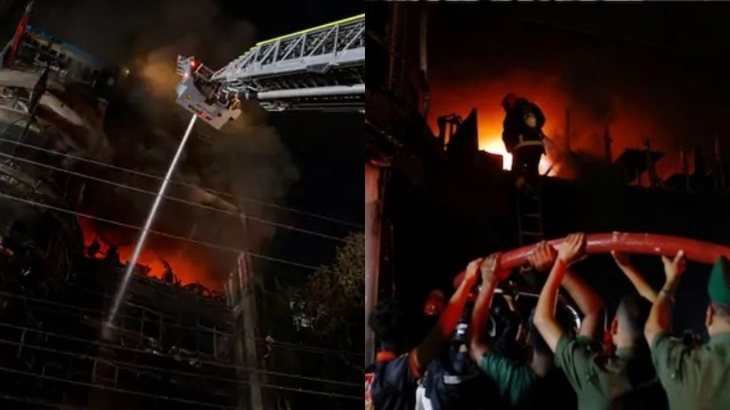 बांग्लादेश के ढाका में 7 मंजिला इमारत में लगी भीषण आग, 