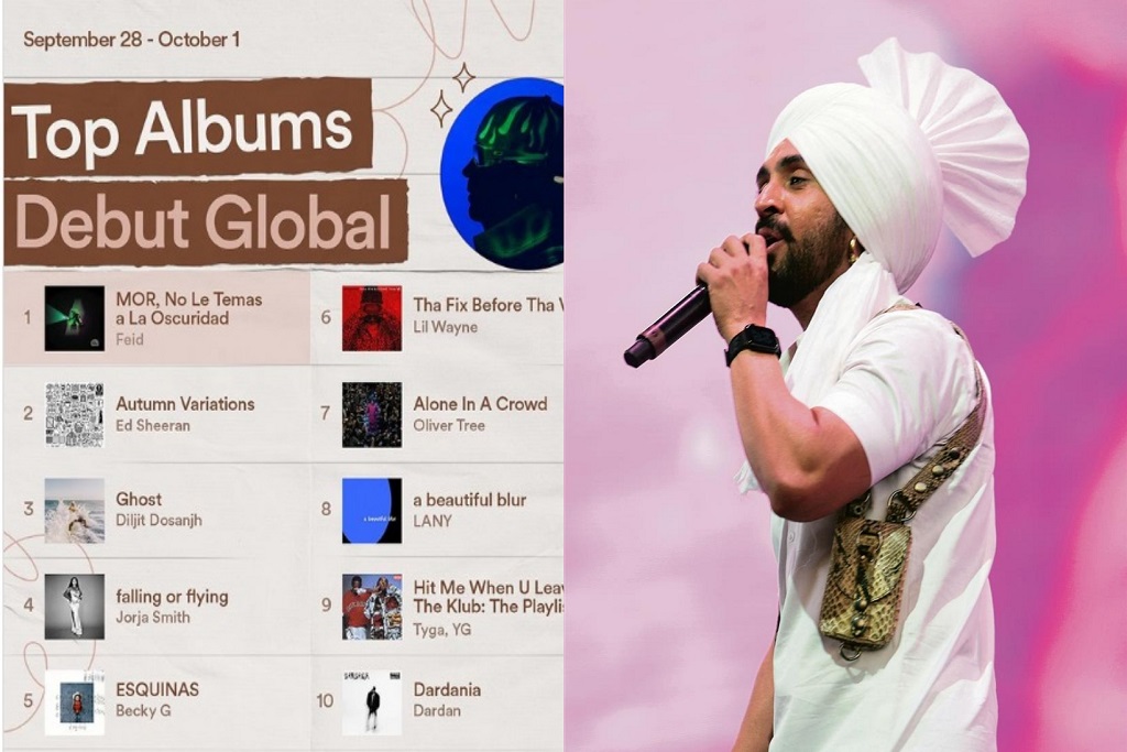 Diljit Dosanjh की एल्बम Ghost ने Spotify के टॉप एल्बम में तीसरा स्थान हासिल किया