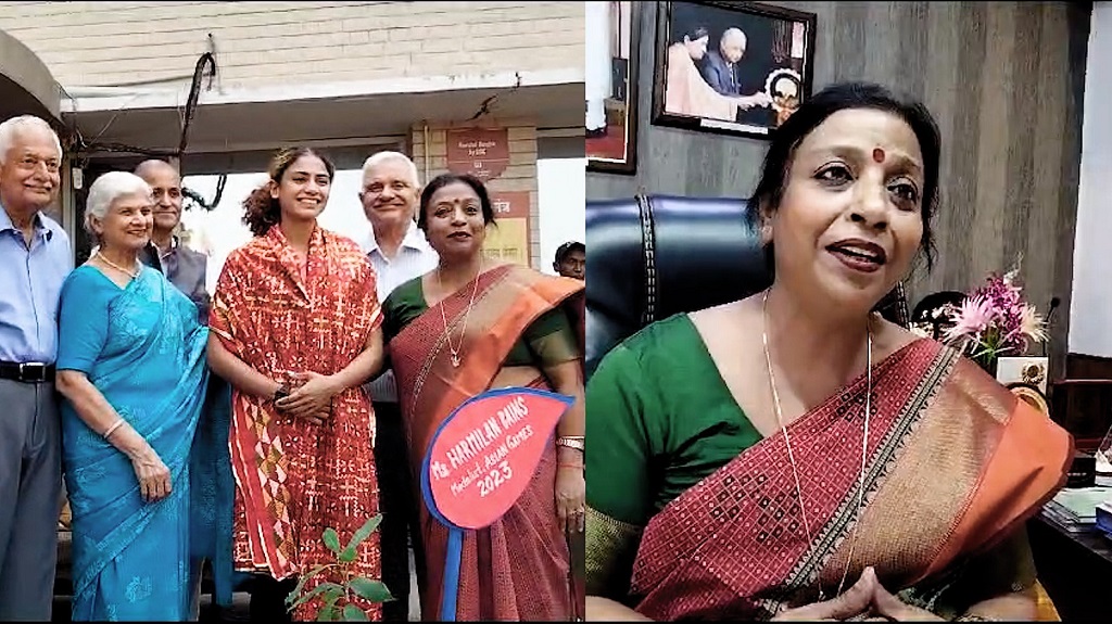HMV College में पहुंची एथलीट हरमिलन बैंस