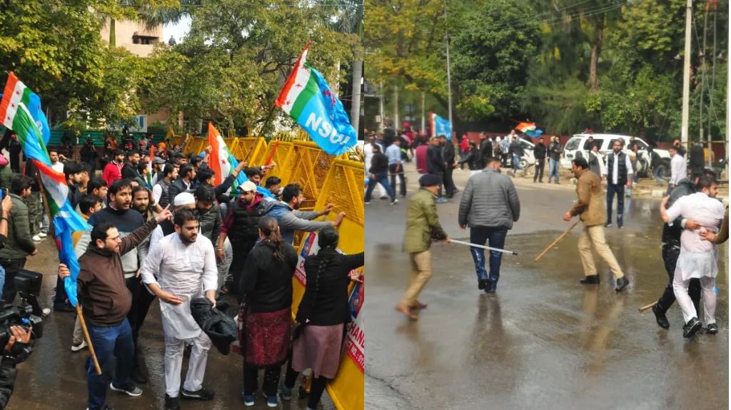 चंडीगढ़ में NSUI कार्यकर्ताओं पर लाठीचार्ज