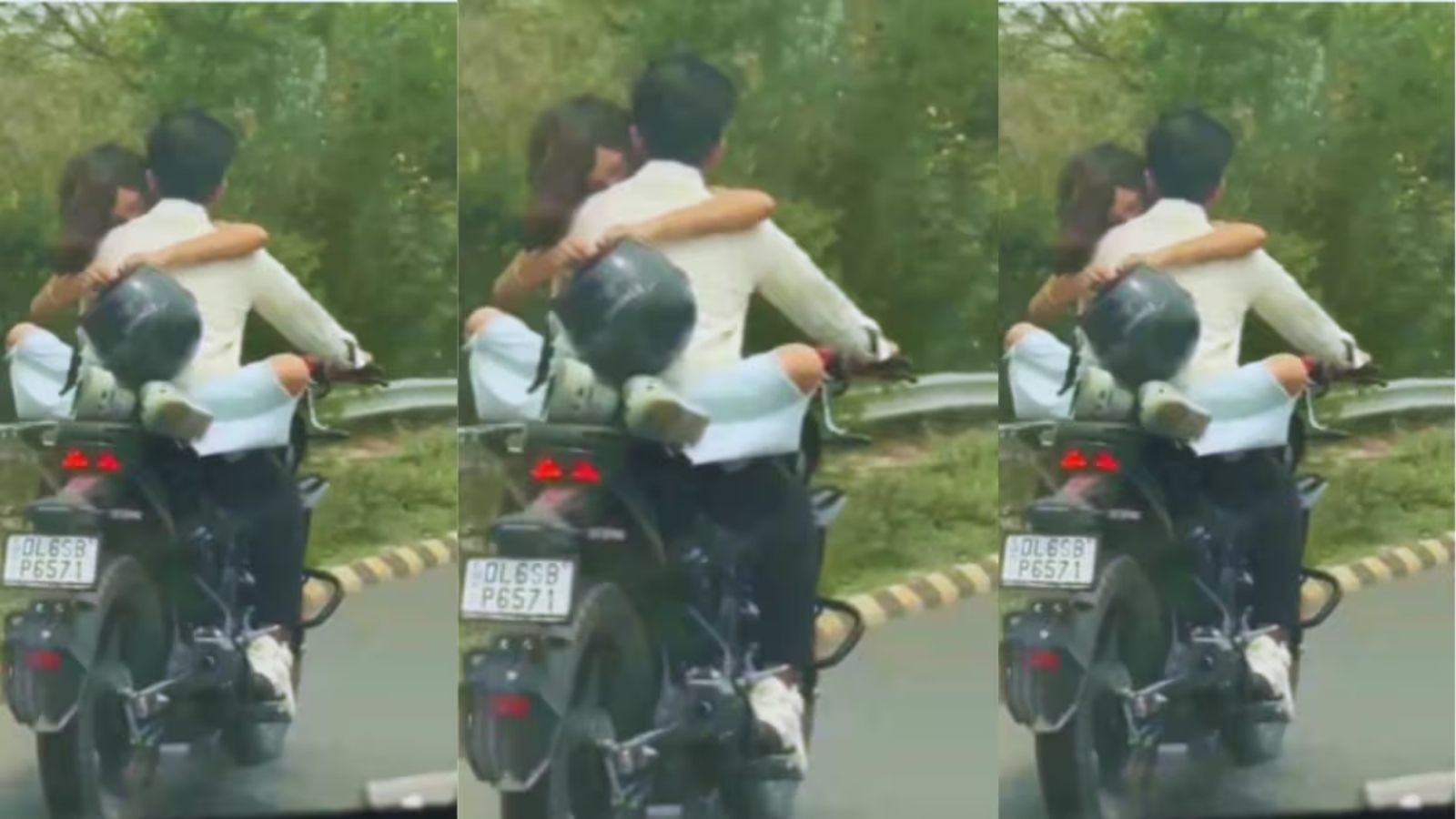 नोएडा में एक्सप्रैस वे के बीच बाइक पर रोमांस करना कपल को पड़ा भारी, 