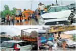 जालंधर में बारिश के बीच पठानकोट चौक फ्लाईओवर पर 4 गाड़ियों की टक्कर, 