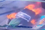 अमेरिका में पेट्रोल पंप पर खड़े ट्रक को लगी आग, 