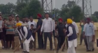 CM Bhagwant Mann Spotted Playing Cricket with Youth in Patiala