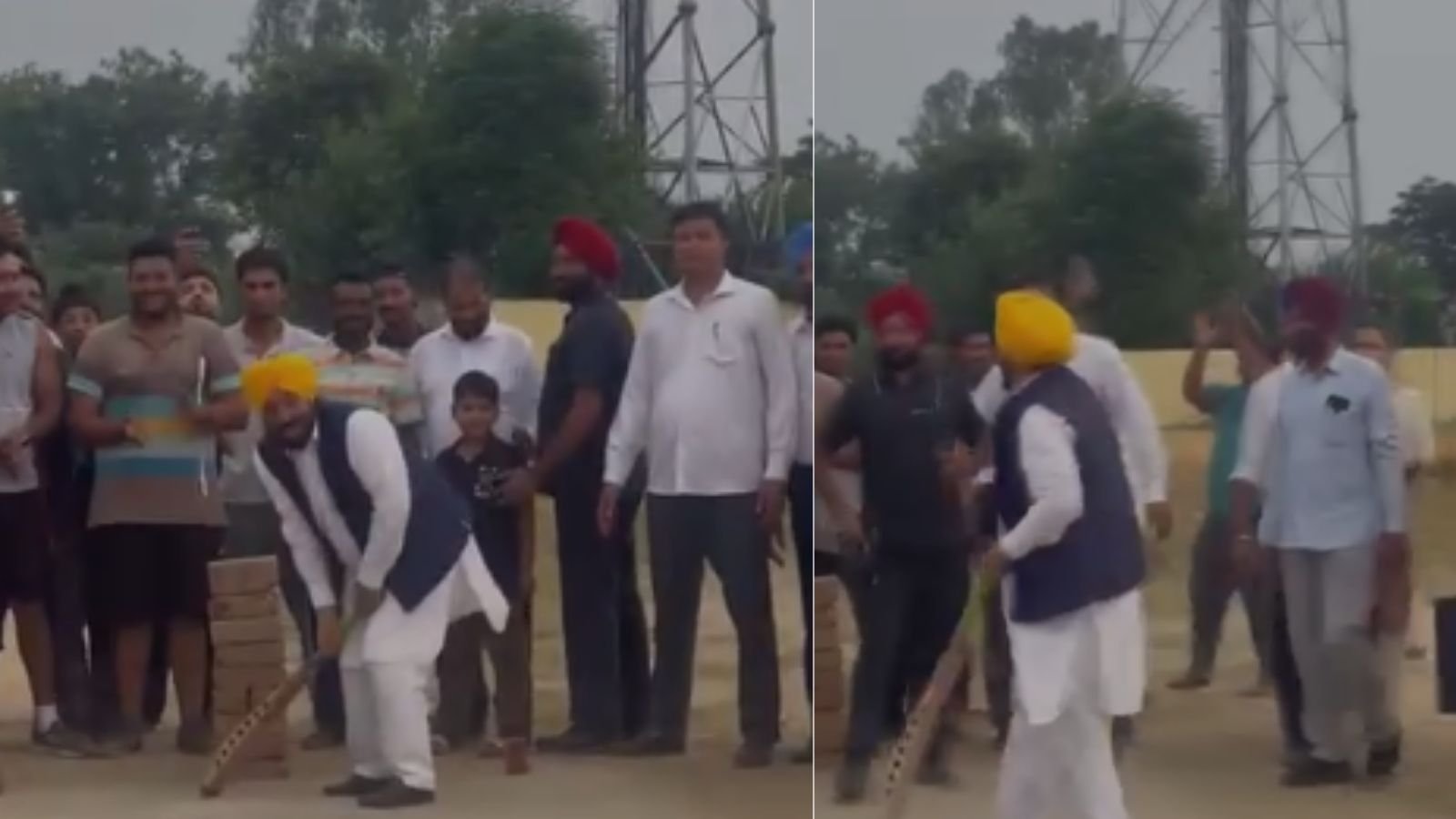 CM Bhagwant Mann Spotted Playing Cricket with Youth in Patiala