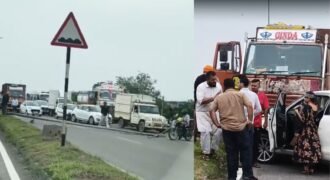 जालंधर में सूर्या एंक्लेव फ्लाईओवर पर कार और ट्रक के बीच टक्कर हो गई। जिस कारण दोनों गाड़ियां बुरी तरह से क्षतिग्रस्त हो गई। पर राहत वाली बात यह रही कि हादसे में किसी का जानी नुकसान नहीं हुआ। पर फ्लाईओवर पर लंबा जाम लग गया। जिस कारण काफी ज्यादा समय तक ट्रैफिक जाम रहा है।