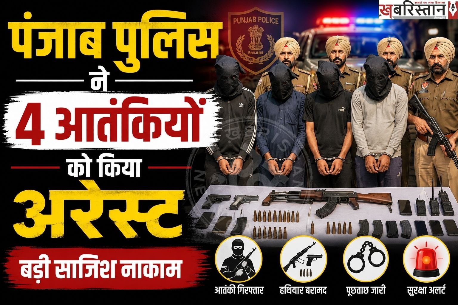 अमृतसर में 15 अगस्त से पहले पुलिस ने बड़ी आतंकी साजिश को नाकाम किया है। अमृतसर पुलिस ने खालिस्तान लिबरेशन फोर्स से जुड़े 4 आतंकियों को गिरफ्तार किया है। पुलिस का दावा है कि ये चारों आतंकी स्वतंत्रता दिवस पर बड़ी आतंकी साजिश देने की फिराक में थे।