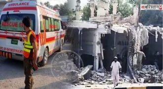 Powerful blast during Friday prayers, mosque wall collapses; over 15 people killed.