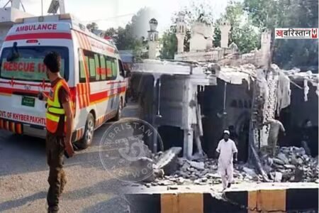 Powerful blast during Friday prayers, mosque wall collapses; over 15 people killed.