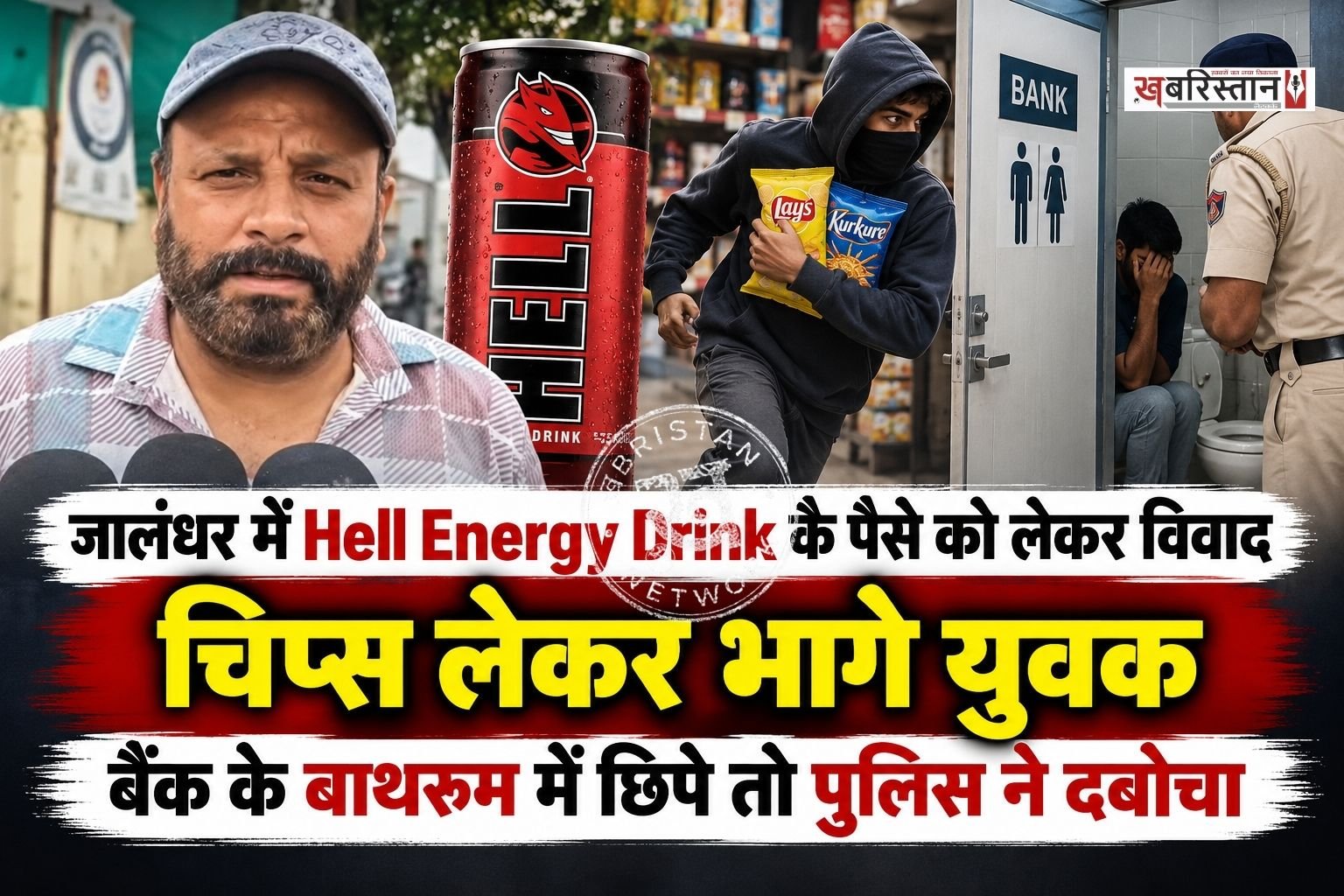 जालंधर बस स्टैंड के पास एक किरयाने की दुकान पर एनर्जी ड्रिंक हैल को लेकर युवकों का दुकानदार के साथ विवाद हो गया। जब दुकानदार ने युवकों को पैसे देने के लिए कहा तो उन्होंने गालियां निकालनी शुरू कर दी और चिप्स के पैकेट लेकर मौके से फरार हो गए। जाते-जाते उन्होंने दुकानदार को धमकी भी दी। पर जब दोबारा युवक अपने साथियों के साथ आए तो इस बार पुलिस ने उन सभी को पीछा करके पकड़ लिया।