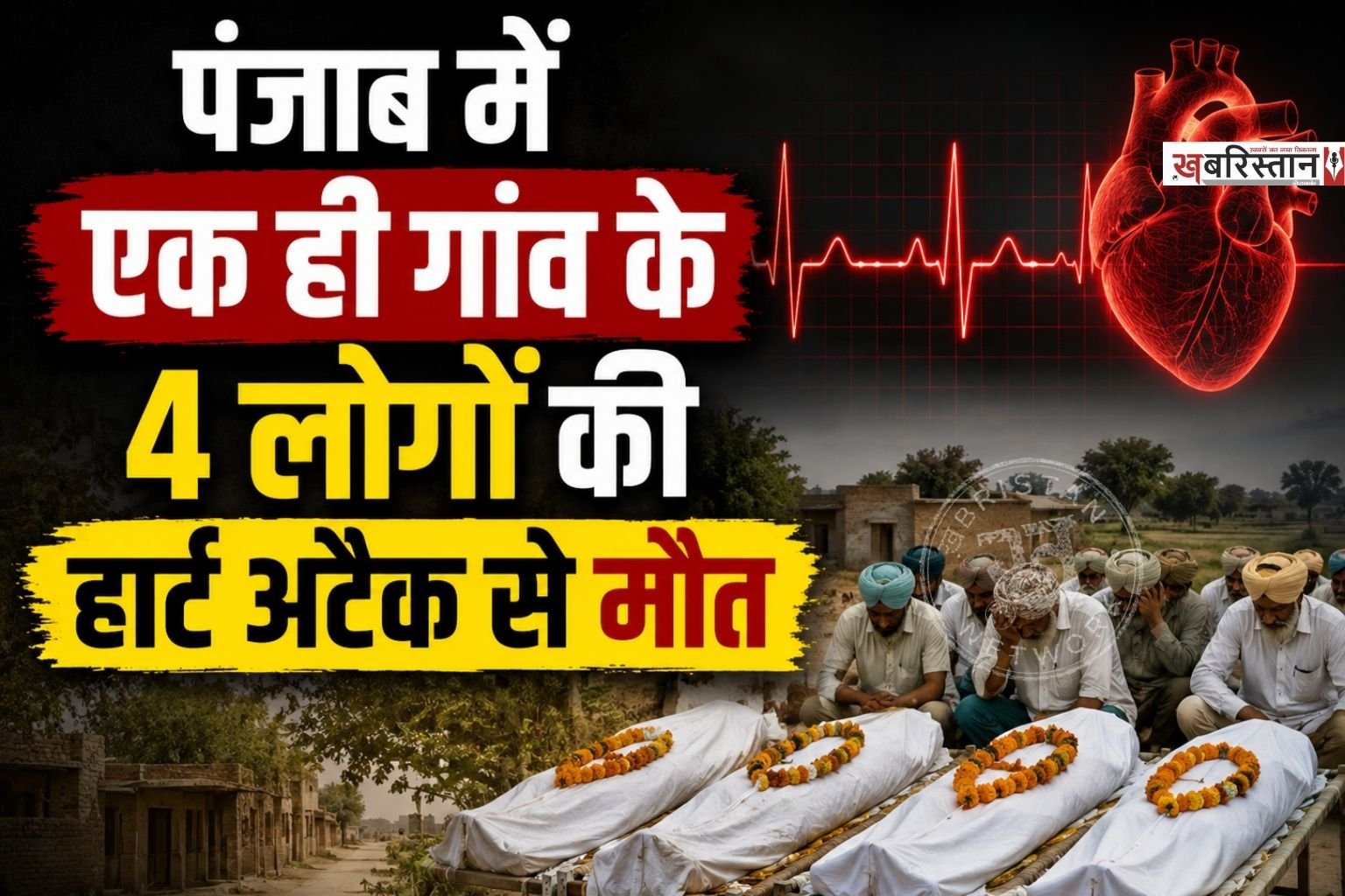 पंजाब में बठिंडा के कोट शमीर गांव में एक ही दिन में 4 लोगों की हार्ट अटैक से मौत हो गई। मृतकों की पहचान पूर्व पंच गुरजंट सिंह, गुरप्रीत सिंह, गुरमेल सिंह उर्फ गेली और गांधी प्रजापत के रूप में हुई है।