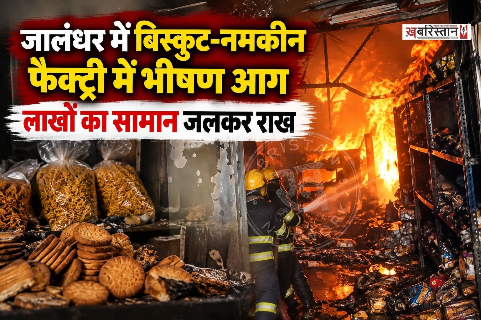 जालंधर के लंबा पिंड चौक के पास इंडस्ट्री एरिया में देर रात एक बिस्कुट और नमकीन फैक्टरी में अचानक आग लग गई। आग ने कुछ ही देर में विकराल रूप ले लिया। फैक्ट्री से ऊंची-ऊंची लपटें और धुएं का गुबार निकलता देख आसपास के इलाके में अफरा-तफरी मच गई। घटना रात करीब 11 बजे की बताई जा रही है।