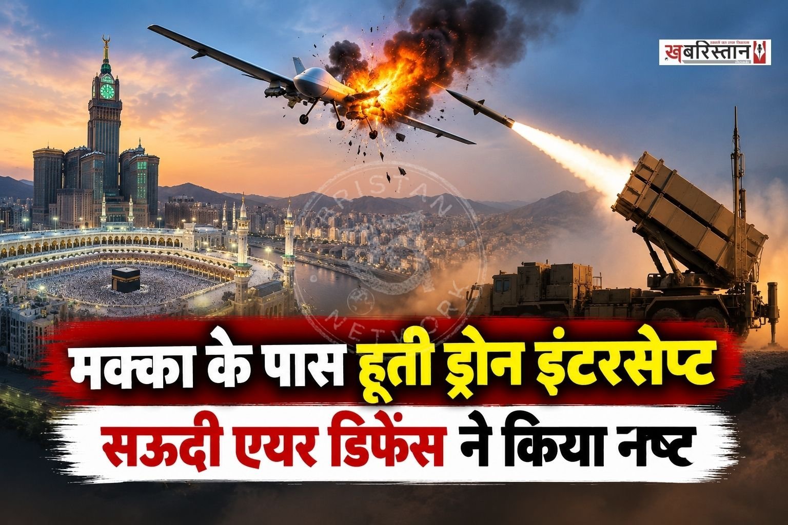 सऊदी अरब के एयर डिफेंस सिस्टम ने मंगलवार शाम मक्का के दक्षिण में एक ड्रोन को इंटरसेप्ट कर खत्म कर दिया। सऊदी नेतृत्व वाले सैन्य गठबंधन के मुताबिक, ड्रोन को मक्का के प्रतिबंधित हवाई क्षेत्र में दाखिल होने से पहले ही मार गिराया गया।