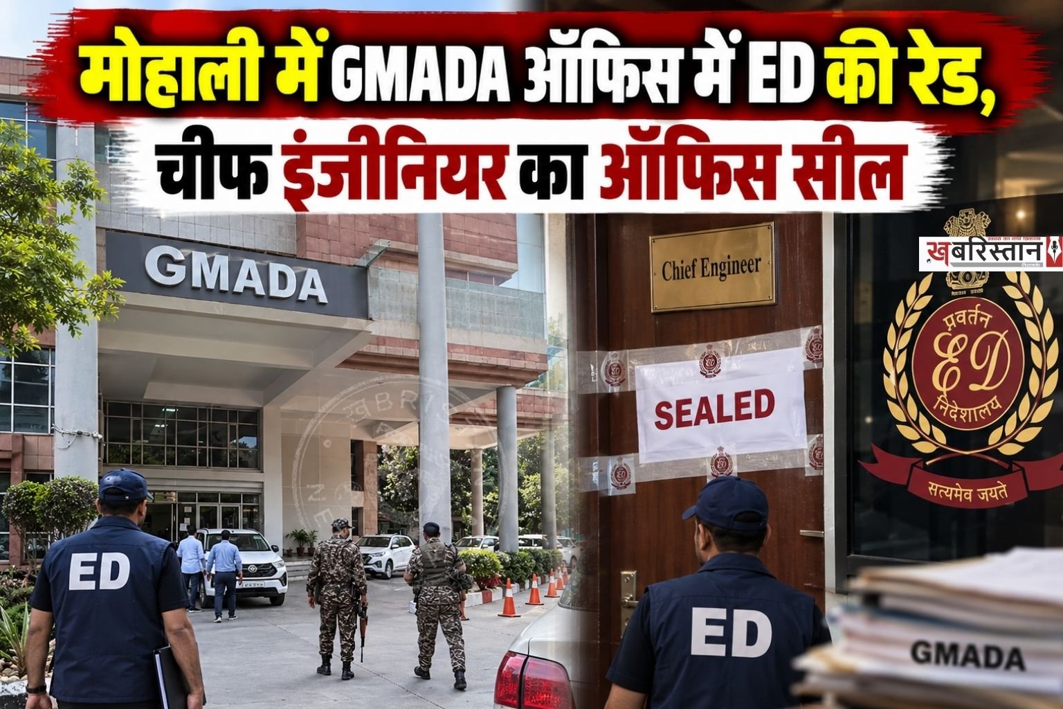 मोहाली में मंगलवार सुबह-सुबह ED की टीम ने GMADA (ग्रेटर मोहाली एरिया डेवलपमेंट अथॉरिटी) के ऑफिस में रेड की। इस रेड के दौरान ईडी ने गमाडा के चीफ इंजीनियर के ऑफिस को पूरी तरह से सील कर दिया और मामले की जांच की जा रही है।