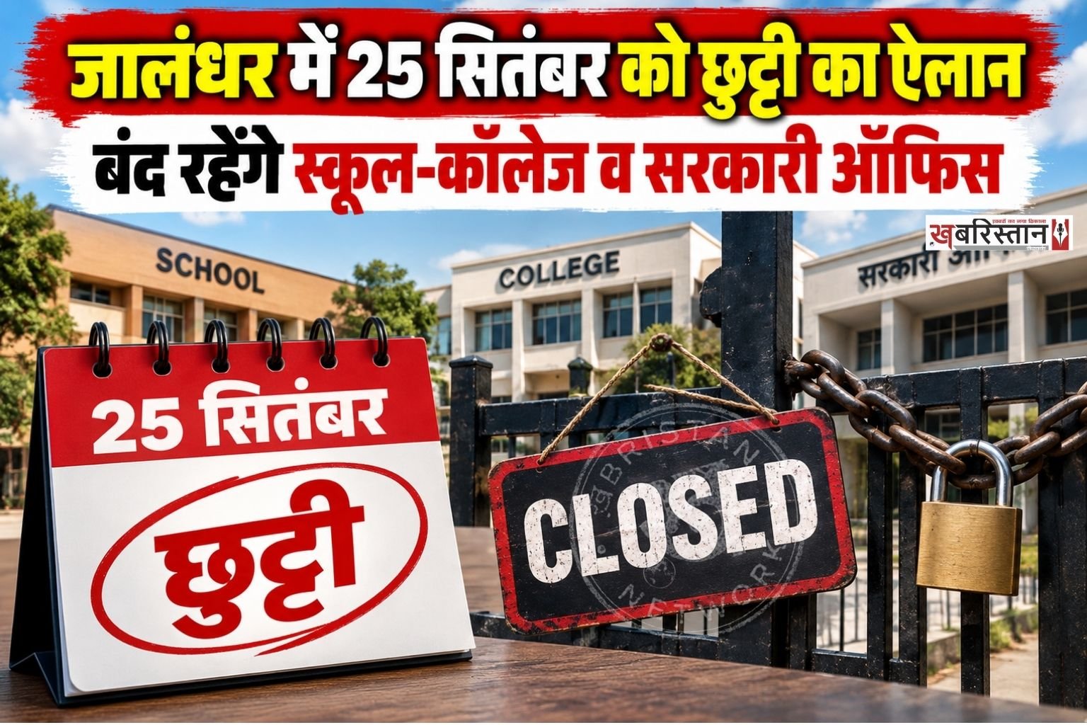 जालंधर में 25 सितंबर शुक्रवार को छुट्टी का ऐलान कर दिया गया है। जिला प्रशासन ने यह फैसला श्री सिद्ध बाबा सोढल के सलाना मेले को ध्यान में रखते हुए लिया है।