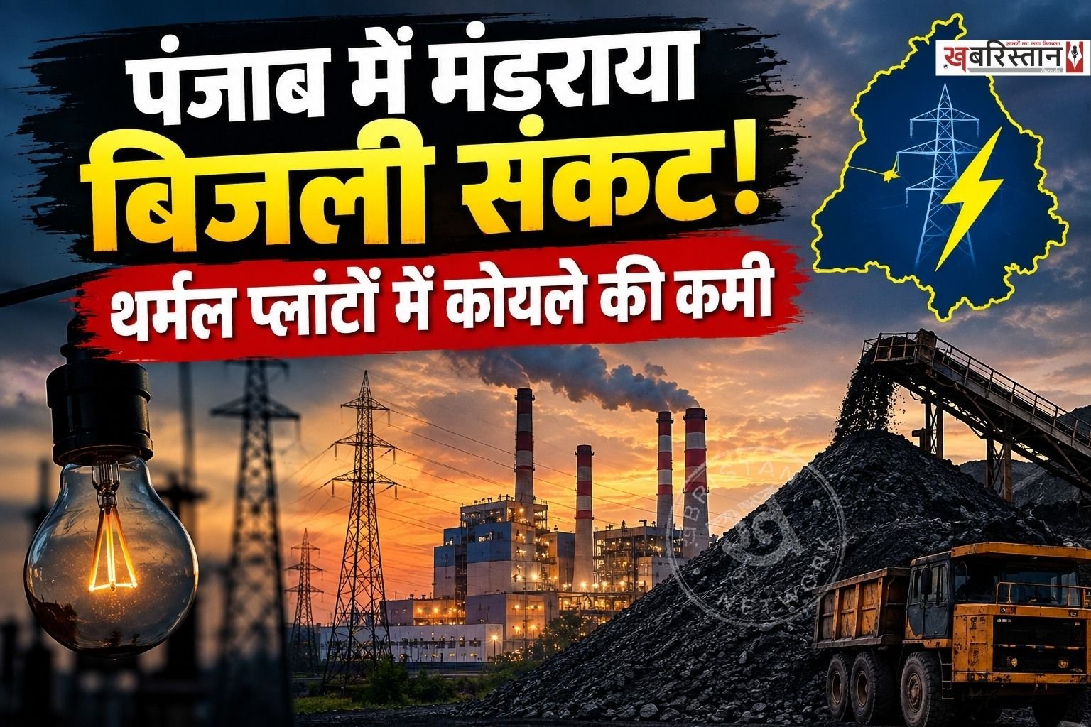 पंजाब पर बिजली का संकट मंडराने लगा है। क्योंकि प्राइवेट थर्मल प्लांट के पास सिर्फ 3 दिन का और सरकारी थर्मल प्लांट के पास 8 से 10 दिन का ही कोयला बचा है।