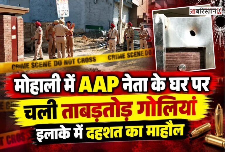 मोहाली के जीरकपुर के बलटाना में AAP नेता पर फायरिंग की घटना सामने आई है। जानकारी के मुताबिक हमालवरों ने घर पर 8 गोलियां चलाईं हैं, जिसके निशान घर की दीवारों और गेट पर पड़े हुए हैं।