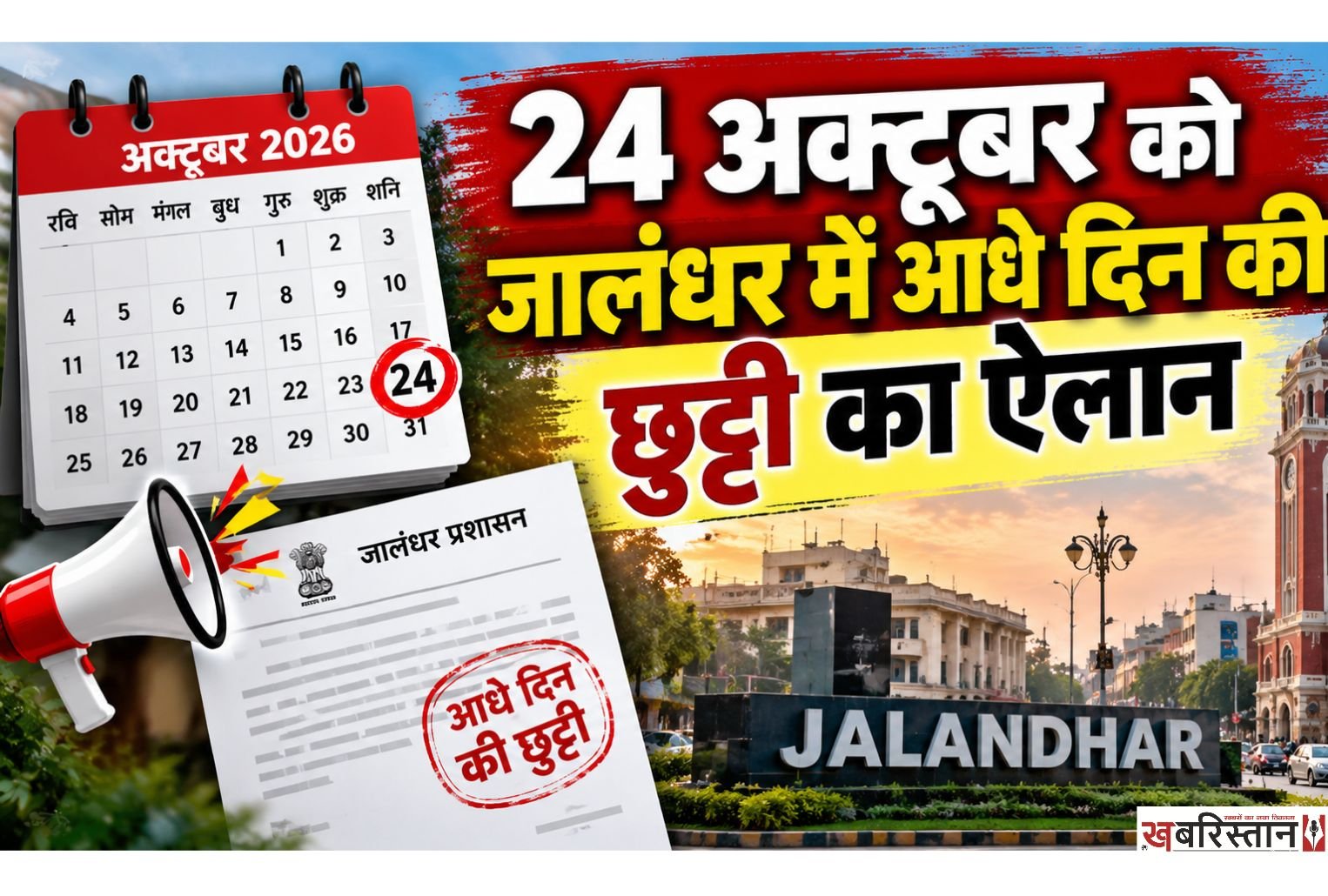 Half-day holiday in schools and colleges in Jalandhar on October 24